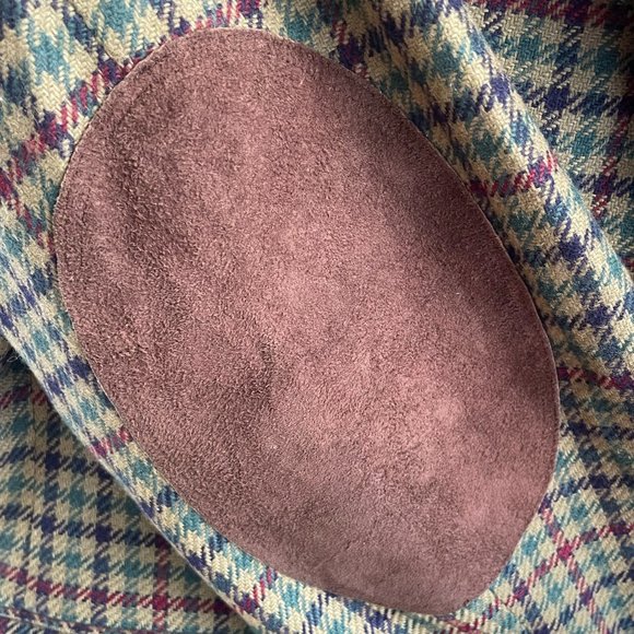 Vintage Old River Houndstooth Pattern Wool Blazer Leather Elbow Patches Size 42 - Picture 6 of 9